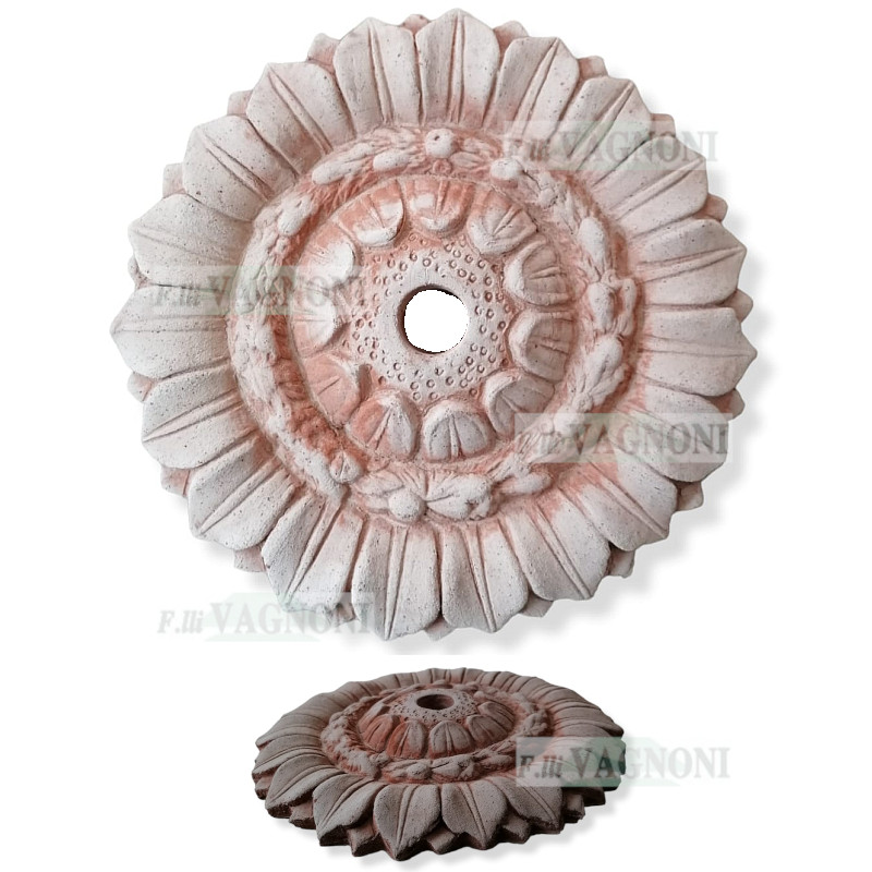 ROSONE IN TERRACOTTA CM. 32 PER RUBINETTO-FONTANA