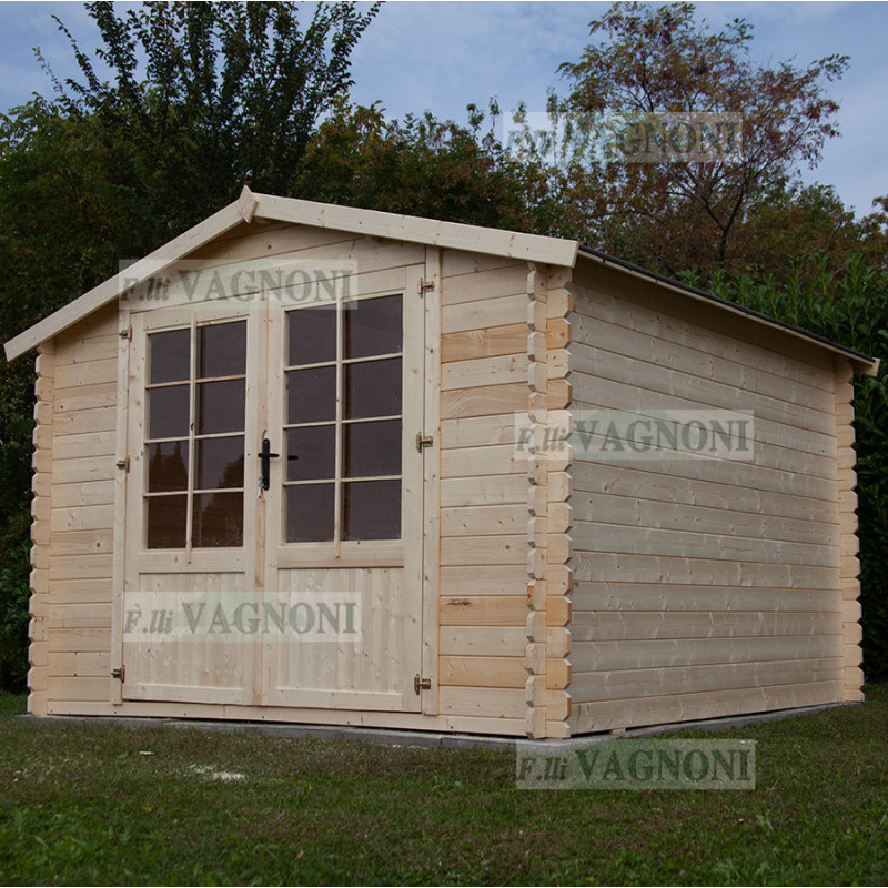 CASETTA IN LEGNO Cm. 300x300 PARETI 28 mm. PORTA DOPPIA NEW