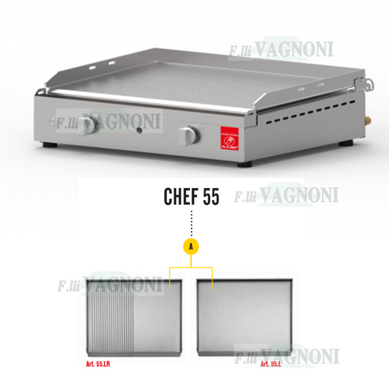 BARBECUE PIASTRA A GAS PLANET SERIE "CHEF" 55 IN ACCIAIO INO