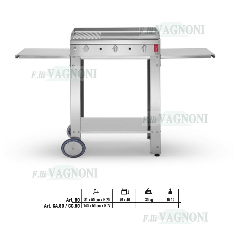 BARBECUE A GAS PLANET SERIE "CHEF" 80 IN ACCIAIO INOX + CA