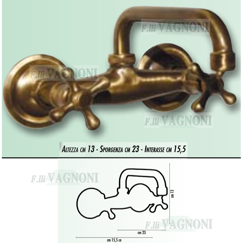 RUBINETTO MISCELATORE LISCIO SNODO SUPERIORE OTTONE BRONZATO