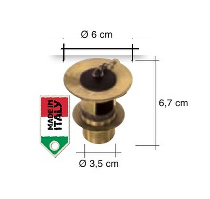 PILETTA IN OTTONE DA 1" CON TAPPO