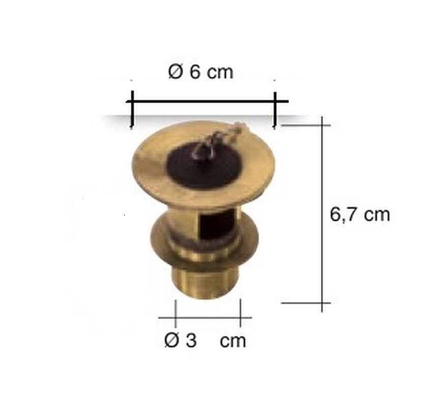 PILETTA IN OTTONE DA 1" CON TAPPO H. 6.7 Cm