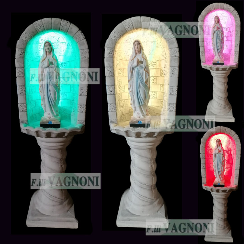 COLONNA + GROTTA + MADONNA + ILLUMINAZIONE LED VARI COLORI