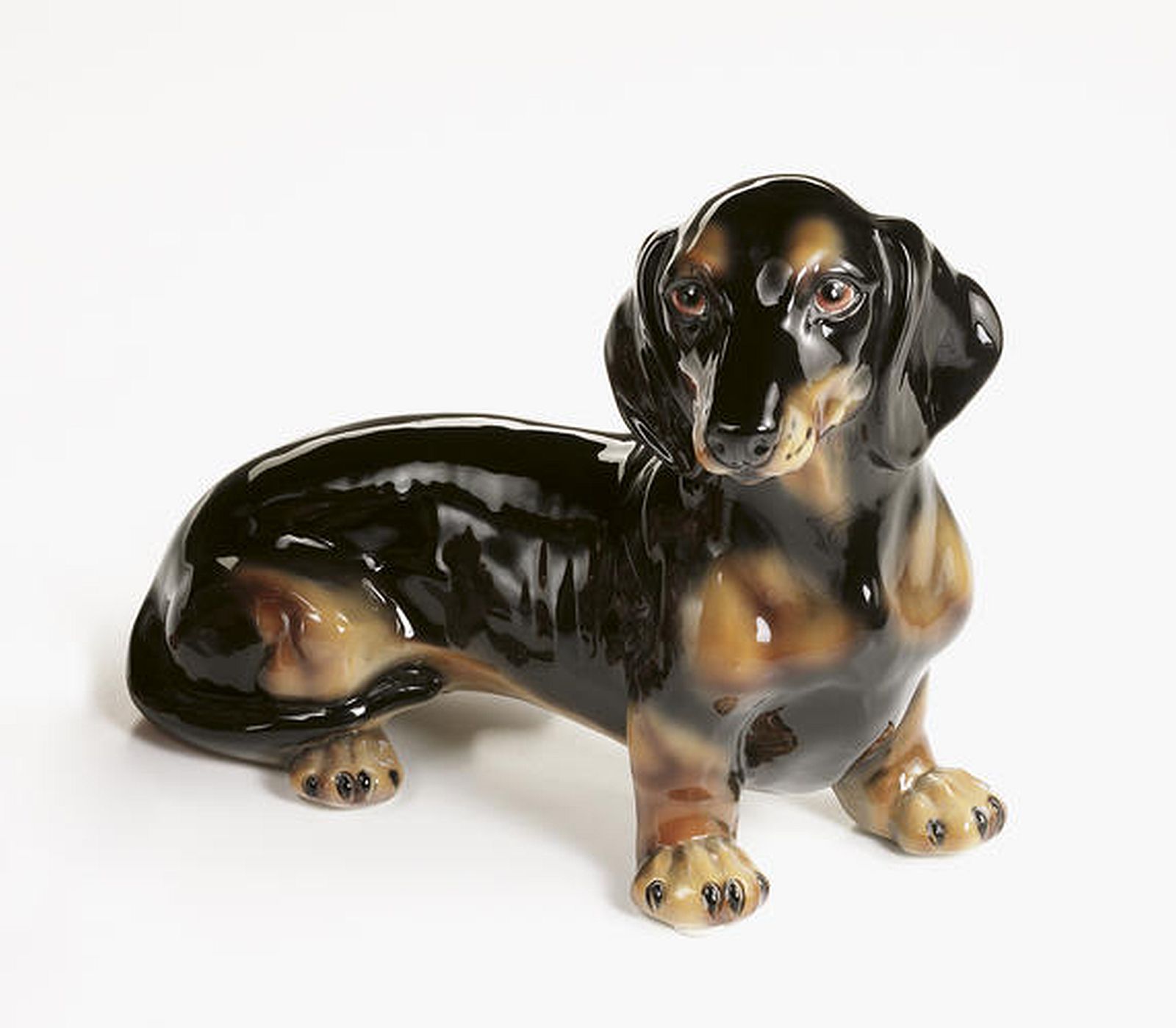 STATUA BASSOTTO TEDESCO NERO IN CERAMICA CM. 33X27 -ANIMALI-