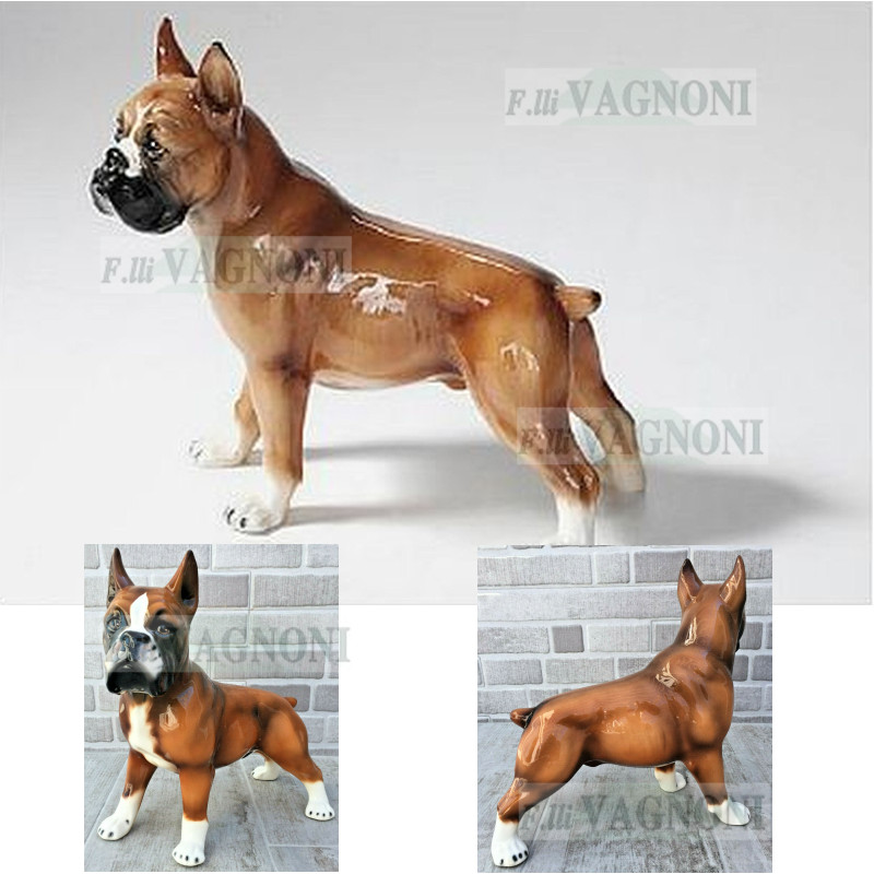 STATUA CANE BOXER IN PIEDI IN CERAMICA CM. 36 -ANIMALI-