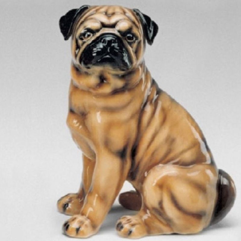 STATUA CANE CARLINO IN CERAMICA CM. 47 -ANIMALI-