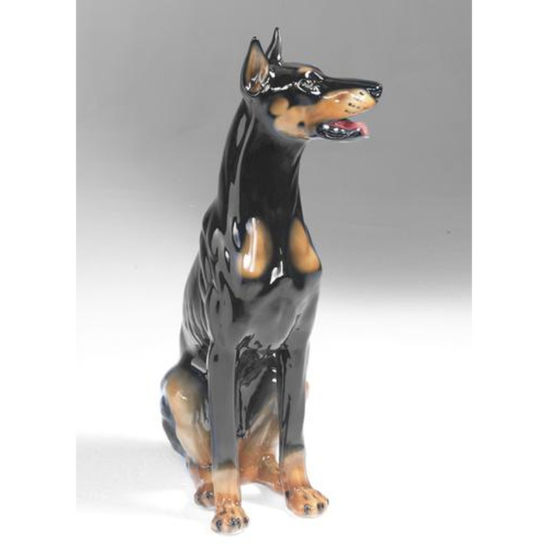 STATUA CANE IN CERAMICA DOBERMAN CM. 98 -ANIMALI-