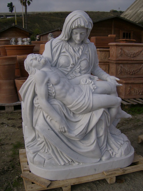 STATUA PIETA' DI MICHELANGELO IN MARMO Cm. 130 - Clicca l'immagine per chiudere