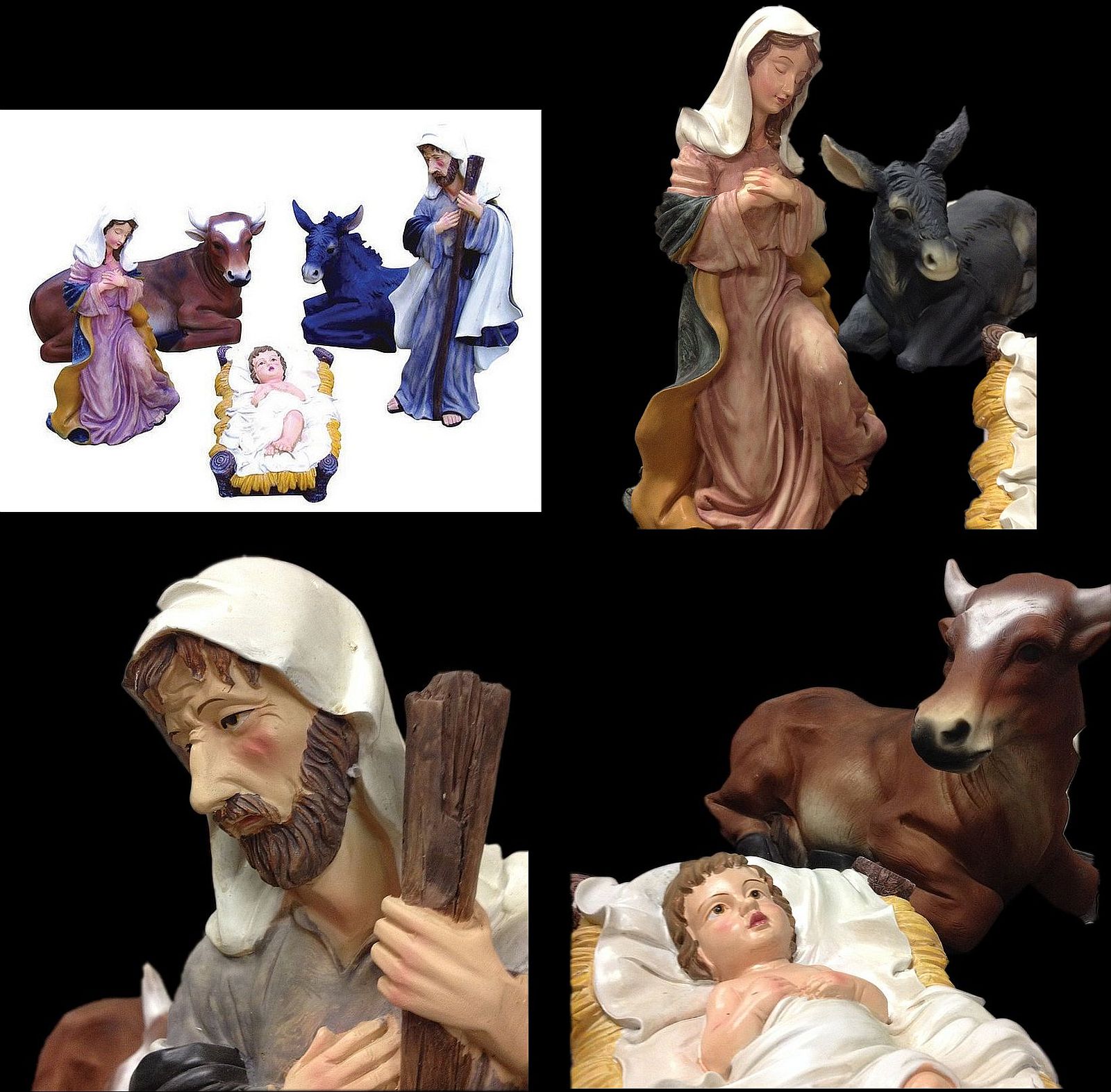 PRESEPE PRESPEPIO IN RESINA POLYRESINA CM. 50 SET 5 PEZZI