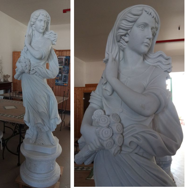 STATUA DONNA IN MARMO+ BASAMENTO Cm. 205