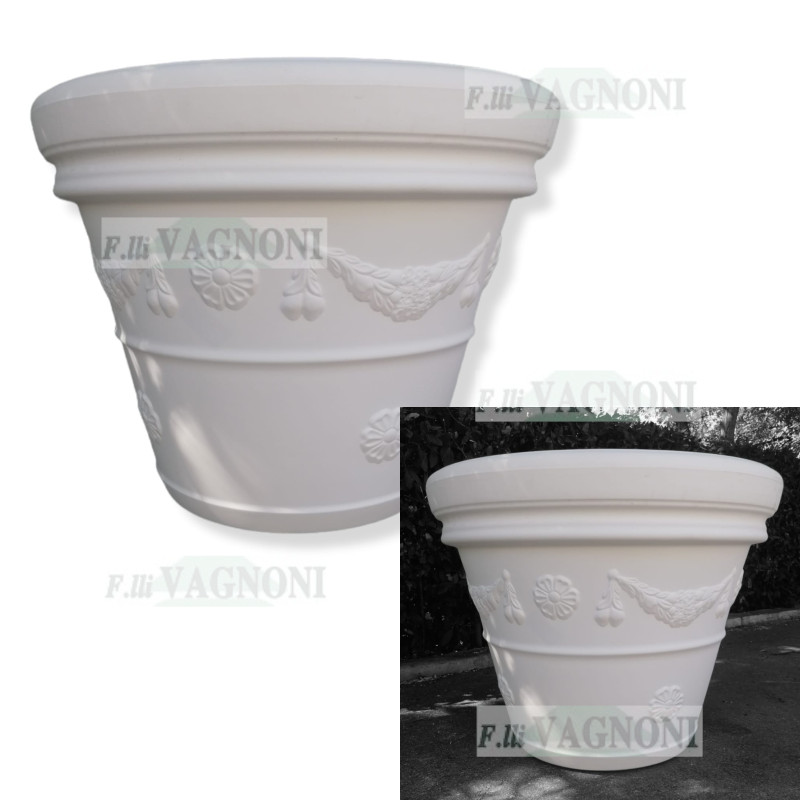 VASO IN SUPER RESINA FESTONATO BIANCO VARIE MISURE