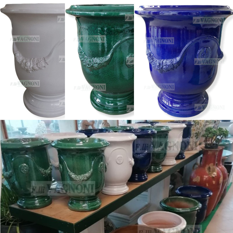 VASO ANDUZE IN TERRACOTTA SMALTATA CM. 80 - 3 COLORI-